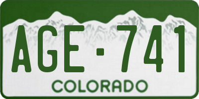 CO license plate AGE741