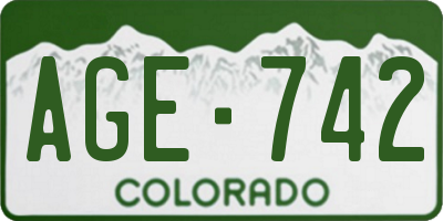 CO license plate AGE742