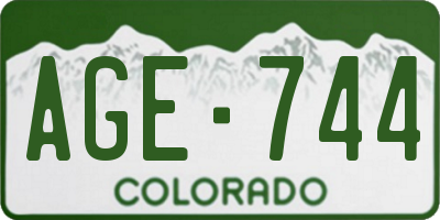 CO license plate AGE744