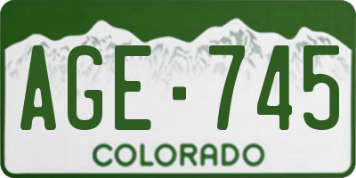 CO license plate AGE745