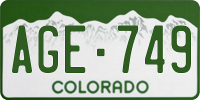 CO license plate AGE749
