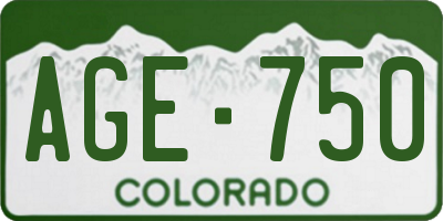 CO license plate AGE750