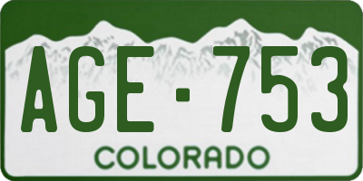 CO license plate AGE753