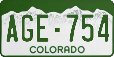 CO license plate AGE754