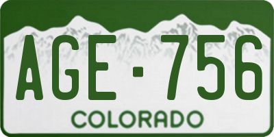 CO license plate AGE756