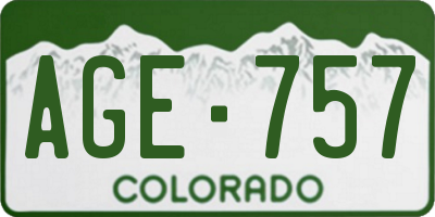 CO license plate AGE757