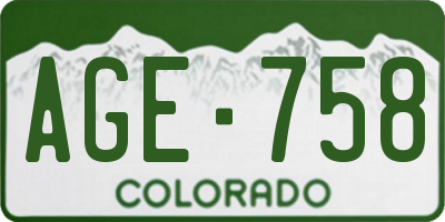 CO license plate AGE758