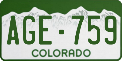 CO license plate AGE759