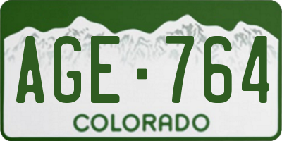 CO license plate AGE764