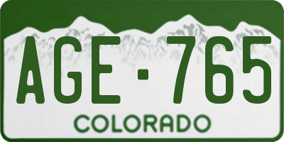 CO license plate AGE765