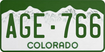 CO license plate AGE766