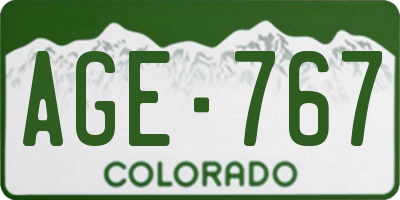 CO license plate AGE767