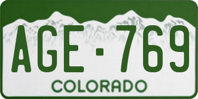 CO license plate AGE769