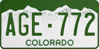 CO license plate AGE772