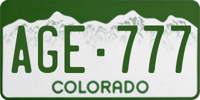 CO license plate AGE777