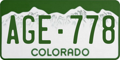 CO license plate AGE778