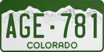 CO license plate AGE781