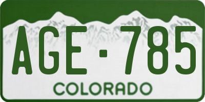 CO license plate AGE785