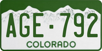 CO license plate AGE792