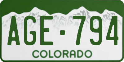 CO license plate AGE794