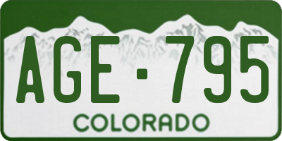 CO license plate AGE795