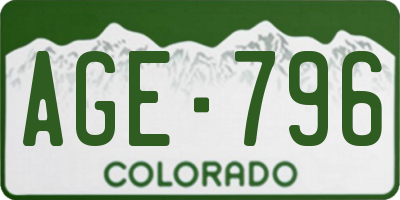 CO license plate AGE796