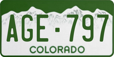 CO license plate AGE797