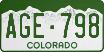 CO license plate AGE798