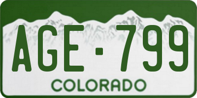 CO license plate AGE799