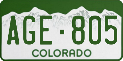 CO license plate AGE805