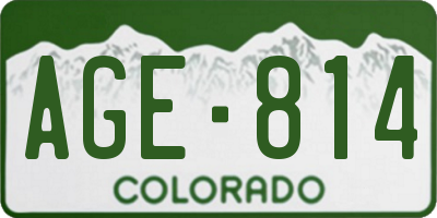 CO license plate AGE814
