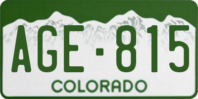 CO license plate AGE815