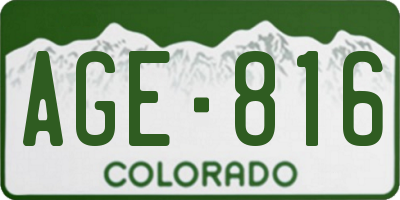CO license plate AGE816