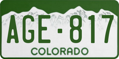 CO license plate AGE817