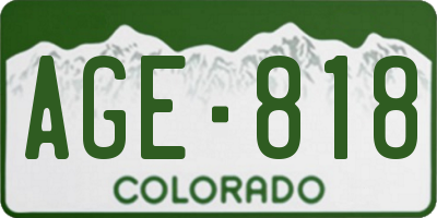 CO license plate AGE818