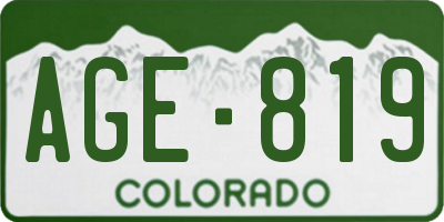 CO license plate AGE819