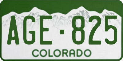 CO license plate AGE825
