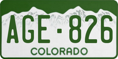 CO license plate AGE826