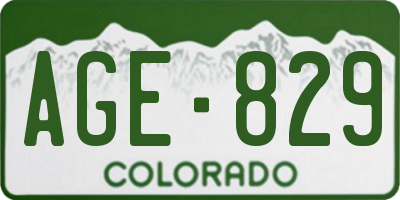 CO license plate AGE829