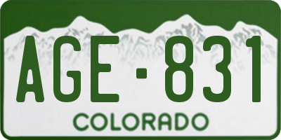 CO license plate AGE831