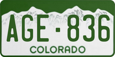 CO license plate AGE836