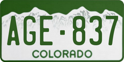 CO license plate AGE837