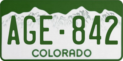 CO license plate AGE842