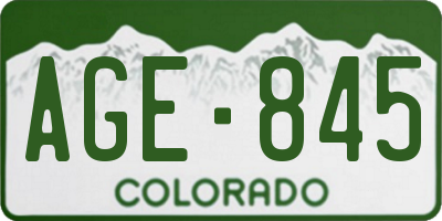 CO license plate AGE845