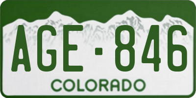 CO license plate AGE846