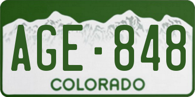 CO license plate AGE848