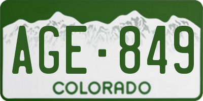 CO license plate AGE849