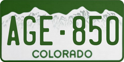 CO license plate AGE850