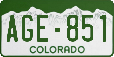 CO license plate AGE851