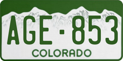 CO license plate AGE853